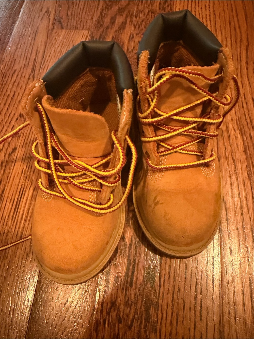 Timberland Kids Wheat Suede Lace-Up Boots with Yellow Accent Laces